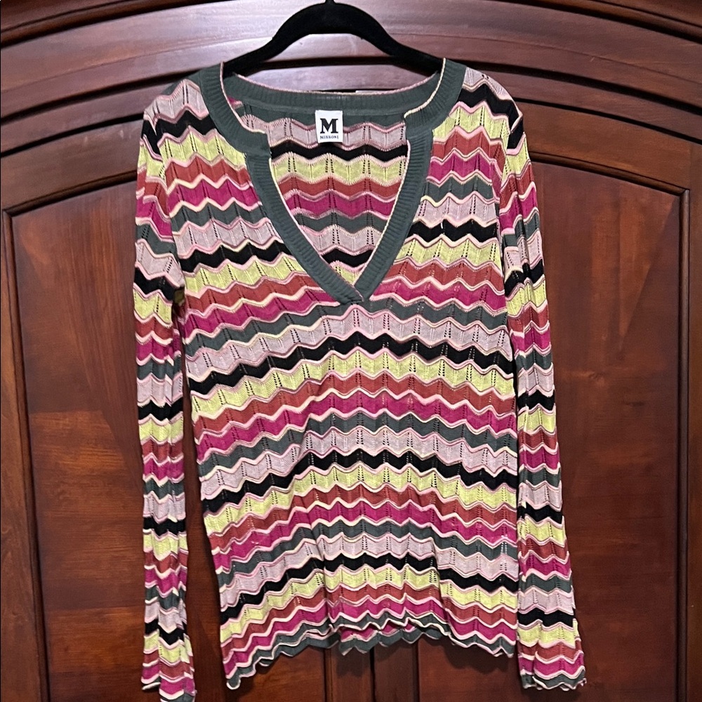 Missoni Multicolor Zigzag Knit Top Size 42